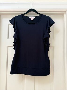 Brooks Brothers Women’s Navy Blue Blouse with Ruffle sleeves - Size Medium